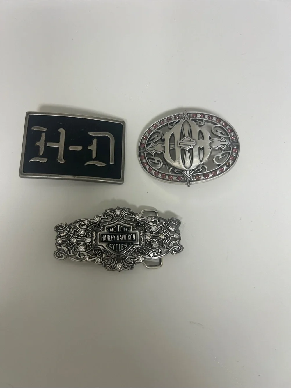 Harley-Davidson Decorative Belt Buckle Trio in Silver with Black Accent